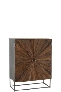 J-Line Cupboard Shanil 2 Doors Wood/Iron Natural/Grey