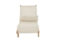 J-Line lounger + cushion Woven - plastic/teak - white