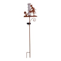 LED-Solar Erdspieß Regenwassermesser h: 95cm , für Außen, Erdspieß aus Metall und Glas und Kunststoff in Braun, mit integrierter LED
