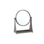 Francess Brown Round Iron Table Mirror Flowers Low