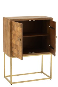 J-Line Nino Cabinet on Stand Metal/Mango Wood Natural/Gold