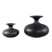 Lyndsay Black Round Shaped Ceramic Pot Bulb Low