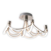 LED ceiling lamp "Festival" Ø 60cm, metal nickel matt and plastic, firmly built -in LEDs, lighting for living room, dining room, office or hallway