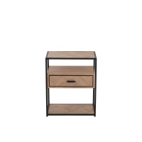 J-Line bijzettafel Zigzag 1 Lade - hout/metaal - naturel/zwart