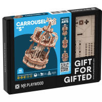 Mr. Playwood 3D Houten Puzzel Carousel klein, 10404, 12,5x12,5x17,5cm.