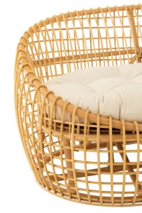 J-Line sofa Lise + cushion 2 Persons - rattan/textile - natural/white