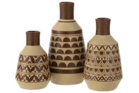 J-Line vase Pattern Half-Circles - ceramic - white/brown