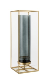 J-Line lantern Rectangle High - candle holder - metal/glass - gold