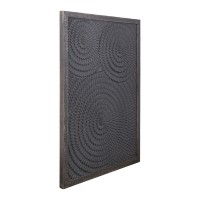 Levya Black Wooden Rect Wall Panel Round Pattern