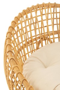 J-Line chair Lise + cushion 1 Person - rattan/textile - natural/white