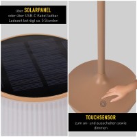 Solar battery lamp "Emmi" 38 cm high, umbrella Ø 13 cm, metal in almond and white plastic, for the outdoor area, dimmable CCT.
