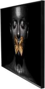 Glass Art Wall Picture Woman Butterfly