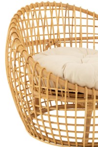 J-Line chair Lise + cushion 1 Person - rattan/textile - natural/white