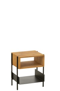 J-Line Tina bedside table - wood/metal - natural/black