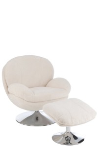 J-Line Relax Zetel+ Voetbank Metaal/Multiplex Creme/Zilver