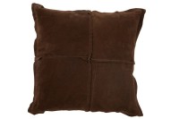 J-Line cushion Square - leather/linen - brown