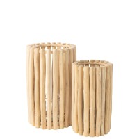 J-Line Set Van 2 Lantaarn Teck Naturel