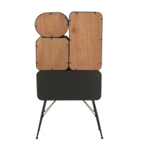 J-Line rek Wood And Metal Shelves - dennenhout - zwart/lichtbeige