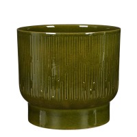 Thiago Flowerpot - H23 x Ø26 cm - Terracotta - Dark green