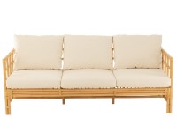 J-Line sofa Elise + cushion 3 Persons - rattan/textile - natural/white