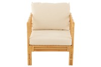 J-Line armchair Elise + Kcushion - rattan/textile - natural/white