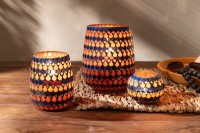 J-Line lantern Mosaic Drop - glass - orange/blue - medium