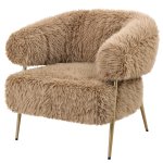Hair Brown Fauteuil Gold Metal Base
