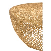 J-Line Salontafel Rond Laag Koraalpatroon Aluminium Goud - 115 x 114 x 31.5 cm