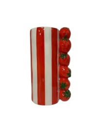 Vase - Strawberry - Dolomite -Red/ White-12x12x21cm