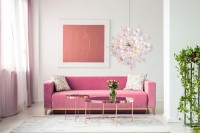 Pendant lamp "explosion" made of metal and iris glass, G9 frames, hanging lamp for dining room, living room, hall or office, Øca. 65 cm