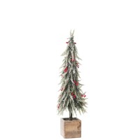 J-Line Kerstboom+Led Kunststof Sneeuw Groen/Rood Large