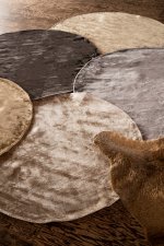 Flavia Black Viscose Handwoven Carpet Round L