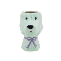 Vaas -bloemen vaashond - mint/ lilac- 13x14x21cm