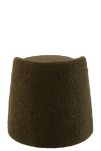 J-Line Poef Teddy Round+Rugleuing Bouclé Green