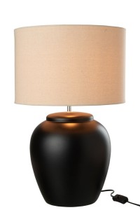 J-Line lamp Meli + Shade - ceramic/linen - black - large