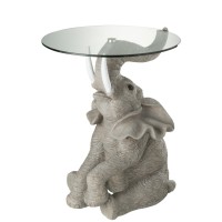 J-Line tafel Olifant - poly/glas - grijs