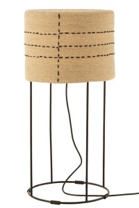 J-Line table lamp Dotted lines - metal/seagrass - natural/black