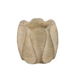 Waxy Brown Cement Pot Wavy Rib Pattern Round L