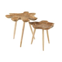 J-Line bijzettafel Splash - hout - naturel - set van 6