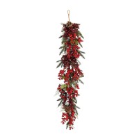 Randell Druppelvormige Kerstslinger - L110 x B18 x H10 cm - Rood