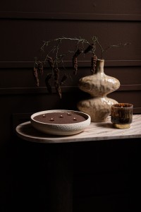 Hillie Cream Round Cement Bowl Rough Finish L