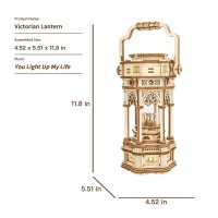 Music Box Wood DIY 3D Puzzle Victorian Lantern, Robotime, AMK61, 14x11.5x30cm