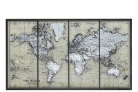 J-Line Frame World Map Glass Gray