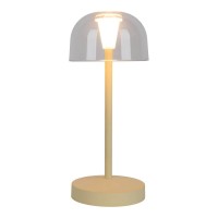 2-er Set LED battery table lamp "Gomba" for outside and inside, made of metal and plastic in yellow, 18.5 cm high