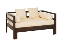 J-Line Conie sofa bed - mattress + 4 pillows - wood - dark brown