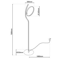 LED standing lamp "Loop Line" 150 cm high, with integrated LED stripe, made of metal and plastic