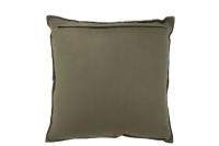 J-Line cushion Cow hair - leather - olive