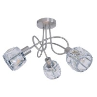 3-seater LED spot "Josefa", metal ceiling lamp and glass in stainless steel look, with E14 version Filament Lamps included, for living room, dining room, hallway or hallway 38 x 24 cm