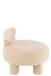 J-Line Stool Round With Backrest Bouclé Warm Beige