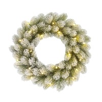 Nagoya Kerstkrans met LED Verlichting en Timerfunctie - H12 x Ø45 cm - Groen